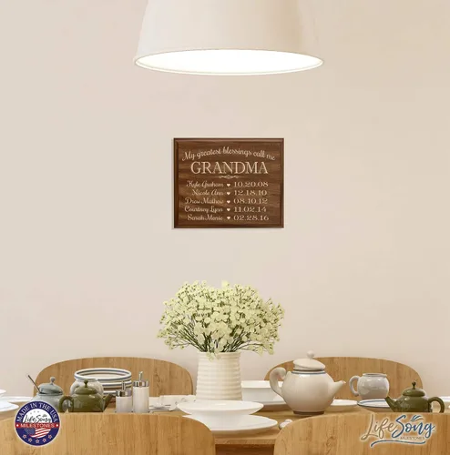 Vista 2 de LifeSong Milestones Regalos personalizados para abuela con placa de año establecido con nombres de niños y fechas para recordar mis mayores Cereza