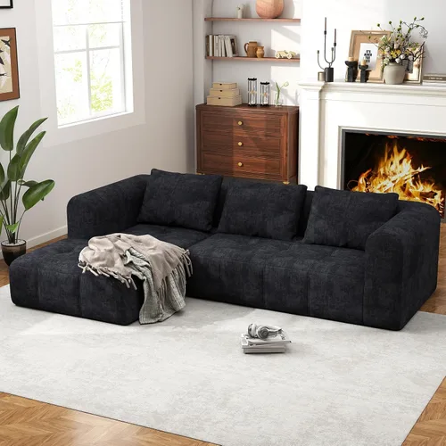 Vista 4 de Sofá seccional modular de 105", sofá sin estructura para sala de estar, sofá seccional tipo nube con asiento profundo, sofá en forma de L, sofás