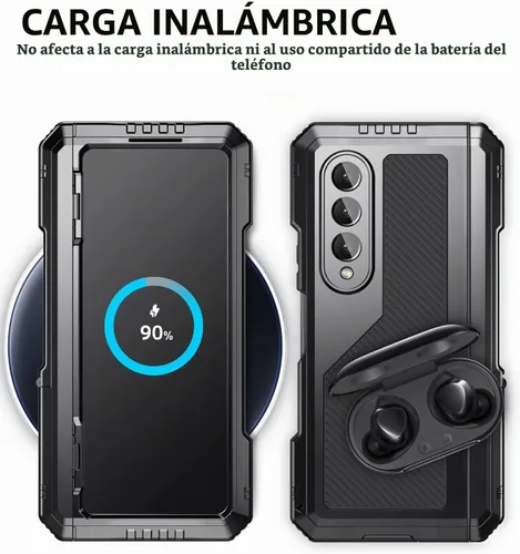 Vista 6 de Mitywah Armour - Funda para Saumsung Fold 4, protección de cuerpo completo para Galaxy Fold 4 con soporte para bolígrafo S, funda resistente a