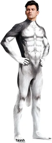 Vista 3 de Bemeiren Cosplay Zentai Body 3D impreso Animal Hombre manga larga fiesta Halloween traje completo traje