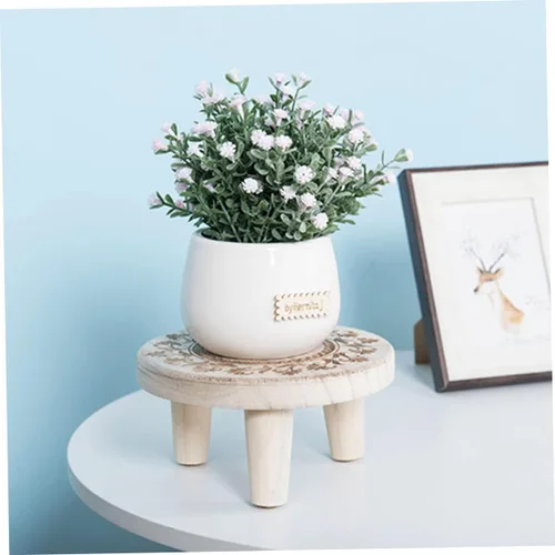 Vista 9 de OSALADI Pequeño soporte de madera para plantas suculentas de interior, pedestal de madera, taburete de madera pequeño, soporte para macetas, soporte