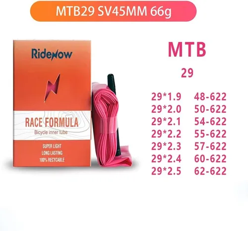 Vista 4 de RideNow 1/2/4 Pack Ultralight Bike Inner Tube 700 x 18-32 / MTB27.5/29 inch x 1.9-2.5 TPU Inner Tubes with 45/65/85mm Length French Valve Super Bike