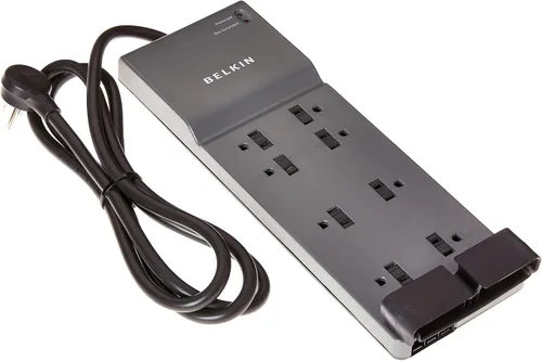 Vista 6 de Belkin - Tira de alimentación con protector contra subidas de tensión con 8 salidas, cable de extensión resistente de 6 pies de largo con enchufe