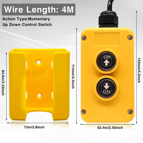 Vista 2 de Taiss - Interruptor de control remoto de remolque de descarga de 4 cables 12V CC - Controlador de botón industrial arriba abajo para descarga