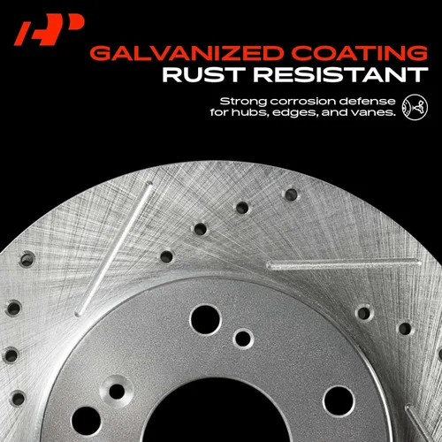 Vista 4 de A-Premium 319.6mm (12.58 pulgadas) Rotores de freno de disco perforados y ranurados delanteros Compatibles con modelos seleccionados de Nissan e