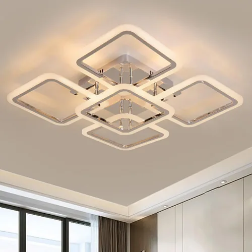 Vista 26 de Lámpara LED de techo regulable, 5 luces de techo de 23 pulgadas, montaje empotrado, lámpara de 80 W para sala de estar, dormitorio, cocina