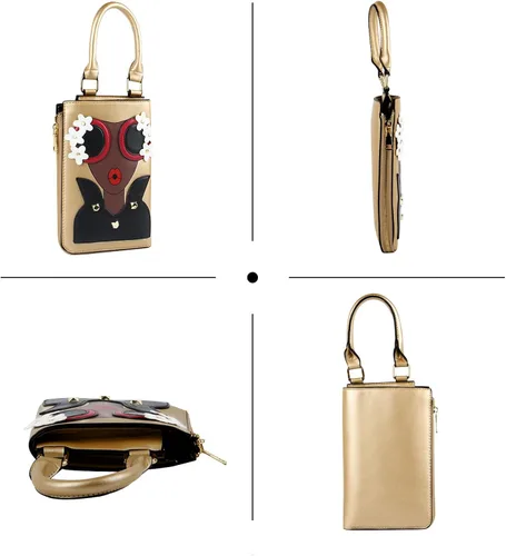 Vista 3 de Kuang Women Novelty Lady Face Shoulder Bags Funky PU Leather Top Handle Satchel Handbags Clutch Purse for Women