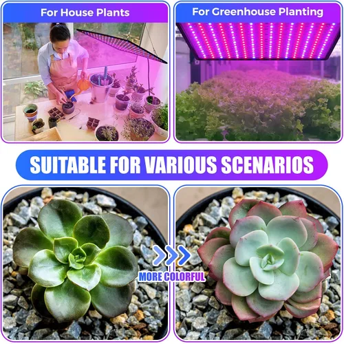Vista 5 de Liliful 4 paneles de luces de cultivo artificiales de espectro completo de 200 W con 225 LED para interior y exterior para tienda de campaña de Azul