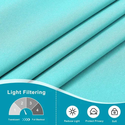 Vista 5 de Cortinas para puerta francesa, color aguamarina, 24 pulgadas de ancho x 40 pulgadas de largo, 1 panel Bolsillo para barra, semitransparente