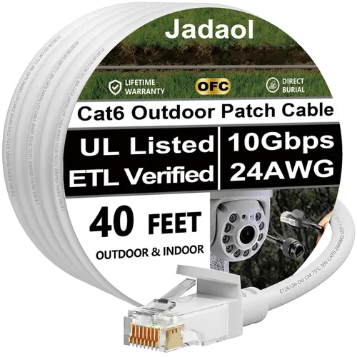 Vista 26 de Cable Ethernet Cat 6 de 1 pie (paquete de 6), para exteriores e interiores, compatible con red Cat7 de 10 Gbps, cable de conexión LAN plano de Negro