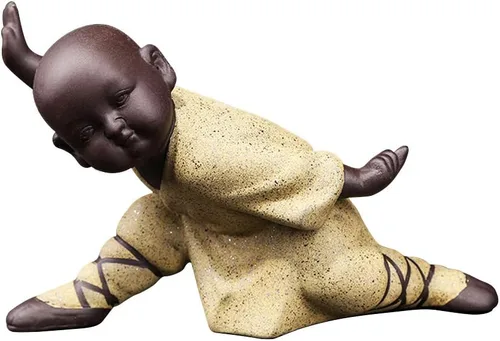 Vista 8 de Kingzhuo Estatuilla de Buda en miniatura de cerámica, pequeña y linda estatua de Buda, figura de monje, manualidades creativas para bebés, adornos