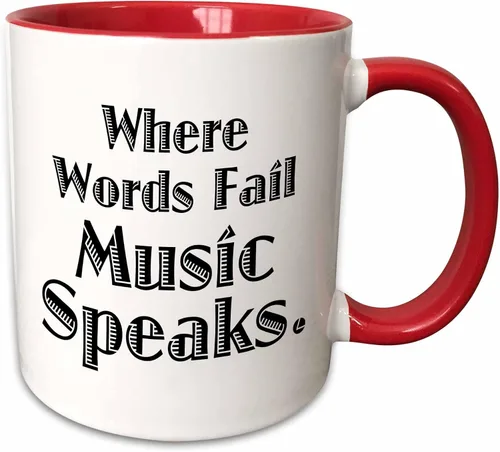 Vista 8 de 3D Rose Where Words Fail Music Speaks - Taza de cerámica de dos tonos, 11 onzas, color negro