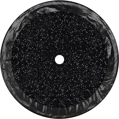 Vista 3 de Falda negra para árbol de Navidad de Halloween de 48 pulgadas, falda de árbol grande con purpurina para árbol de 7.5 pies, falda de árbol