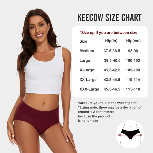Vista 6 de KEECOW Comodidad a prueba de fugas, ropa interior de bambú para mujer, posparto, flujo pesado, calzón, paquete de 3
