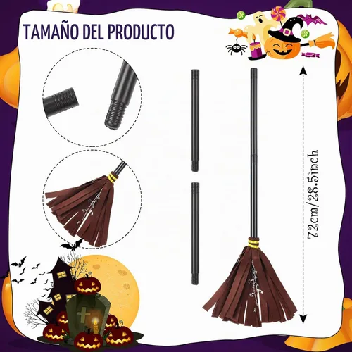 Vista 3 de Boyiee 3 piezas de disfraz de bruja para niños, capa reversible, sombrero de mago, escoba de mago, capa de vampiro para carnaval, Mardi Gras, Día