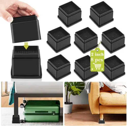 Vista 37 de Paquete de 12 elevadores de muebles de 1 pulgada, elevadores de cama ajustables resistentes para mesa, escritorio, sofá, gabinete, marco de cama