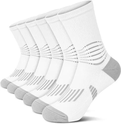 Vista 12 de IRAMY Calcetines de compresión tipo crew para mujeres y hombres con soporte de arco del tobillo, alivio de fascitis plantar, 3/6 pares