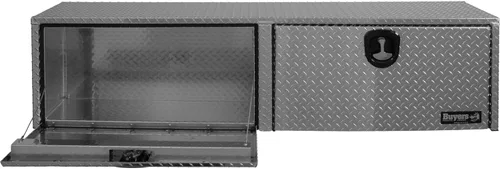 Vista 2 de Buyers Products 1701551 - Caja de herramientas para camión de aluminio plateado con tapa superior de rodamiento de diamante, 72 x 13 x 16 pulgadas