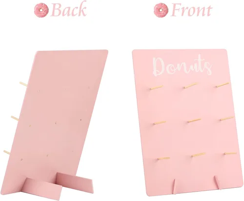 Vista 3 de Soporte de donas para fiesta, tablero de exhibición de madera con capacidad para 9 donas