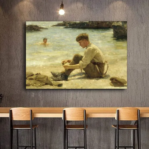 Vista 3 de 43 impresiones de niños de Henry Scott Tuke T. E. Lawrence As A Cadet at Newporth Beach, Near Falmouth, póster decorativo en lienzo, arte de pared