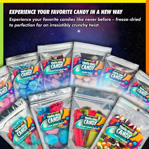 Vista 7 de Fun Flavors Box - Caramelos liofilizados Merry Balls Fruity Crispy Treats, 1 oz