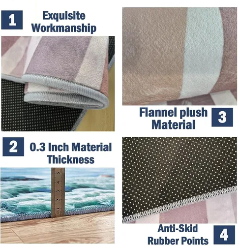 Vista 5 de Alfombra de área de flores simples moradas, alfombra abstracta degradada para interiores, decoración de sala de estar, cálida, suave, duradera