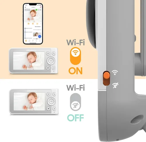 Vista 2 de Chillax Monitor de bebé de video diario, monitor inteligente WiFi para bebés con dos cámaras y unidad para padres, soporte de aplicaciones, cámara