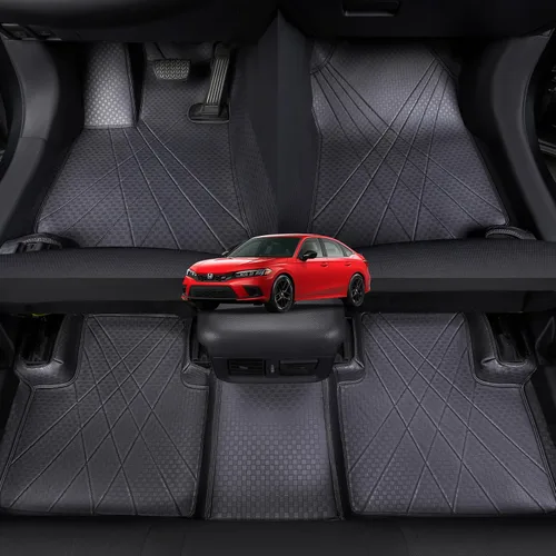 Vista 8 de EKR Alfombrillas personalizadas para Honda Civic Sedan 2016-2021, alfombrilla delantera y de segunda fila para automóvil Civic 2016 2017 2018 2019