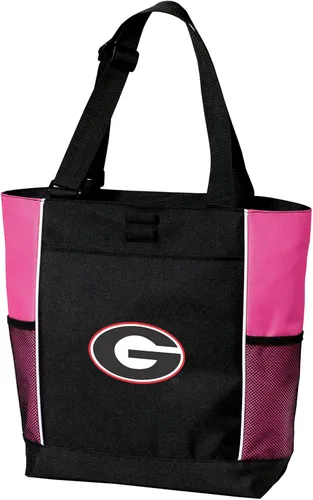 Vista 6 de Broad Bay University of Georgia Tote Bag UGA Logo, 600D Polyester Canvas, Adjustable Web Handles, Front Pocket, Side Mesh Pockets, Pen Loops