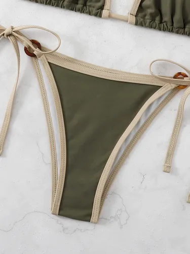 Vista 5 de SHENHE Conjunto de bikini sexy para mujer con anillo triangular corbata traje de baño de 2 piezas