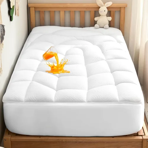 Vista 11 de Unikome - Protector de colchón ultra suave e impermeable para personas que duermen con calor Azul claro