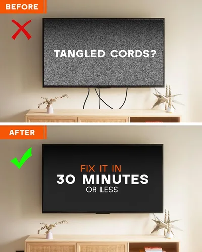 Vista 2 de Kit de gestión de cables en la pared, incluye gestión de cables de alimentación y bajo voltaje, oculta los cables fácilmente con diseño precableado