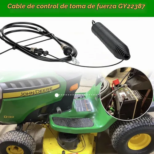 Vista 2 de GY22387 Cable de control de toma de fuerza para cortacésped John Deere, cable de compromiso compatible con John Deere 107S D100 D105 D110 D120 D125