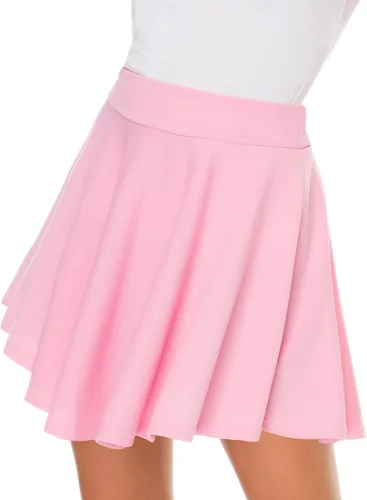 Vista 4 de Afibi - Falda estilo skater corta, acampanada y plisada para niñas con estilo casual y cintura elástica