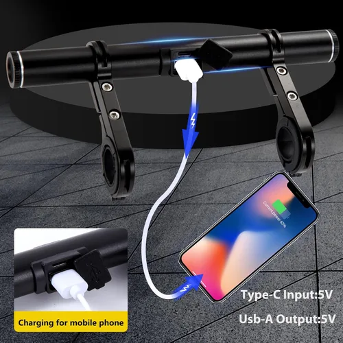 Vista 8 de Redcomets Extensor de manillar de bicicleta recargable por USB, extensión de manillar de bicicleta de 7.8 pulgadas y cargador de teléfono