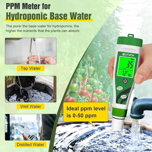 Vista 8 de Medidor de pH EC TDS para nutrientes hidropónicos de agua con solución de calibración de pH 4.00 de 8.4 oz y solución de calibración pH 7.00 de 8.4