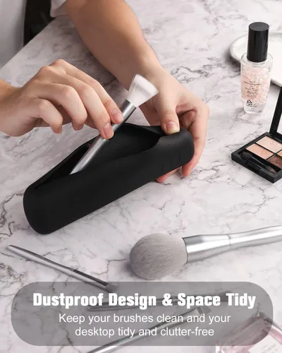 Vista 4 de FERYES Soporte para brochas de maquillaje de viaje, Negro, L, Simplicidad
