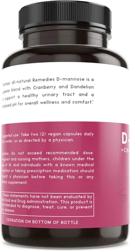 Vista 8 de Thomas' all-natural Remedies D-manosa 1200mg - con arándano y diente de león - Apoyo natural para la salud del tracto urinario y las infecciones