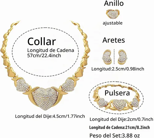 Vista 2 de Conjuntos de joyas de oro para mujer, accesorios de oro de 18 quilates, juego de joyas nupciales para boda, accesorios de oro, conjunto de joyas