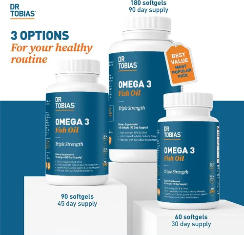 Vista 9 de Dr. Tobias Omega 3 Aceite de Pescado, 2000 mg Fuerza Triple con 800 mg EPA 600 mg DHA Por Porción, Suplementos de Aceite de Pescado Omega 3