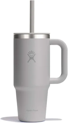 Vista 65 de Hydro Flask Vaso de Viaje con Asa, Tapa y Pajita - Acero Inoxidable Aislado en 24 Oz Aloe