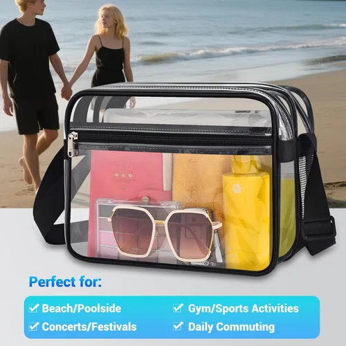 Vista 7 de Mildbeer Clear Messenger Bag – Dry-Wet Compartments Crossbody Bag for Stadium Events, Beach & Pool, Adjustable Strap