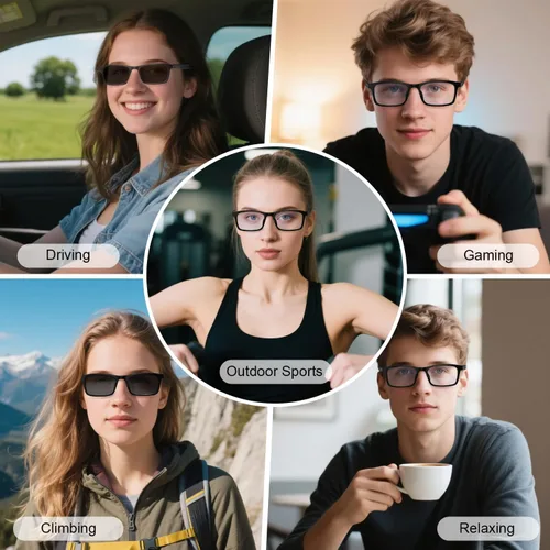 Vista 6 de Lentes inteligentes para mujeres y hombres, gafas de luz azul Bluetooth con lentes de sol polarizadas UV400 adicionales, compatibles