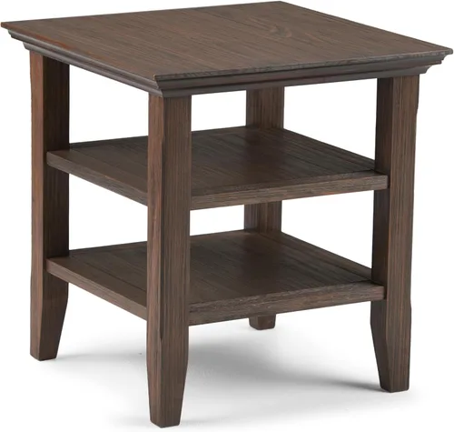 Vista 31 de SIMPLIHOME Acadian Mesa auxiliar estrecha – Mesa auxiliar rectangular de madera maciza de 14 pulgadas de ancho con 2 estantes abiertos en negro