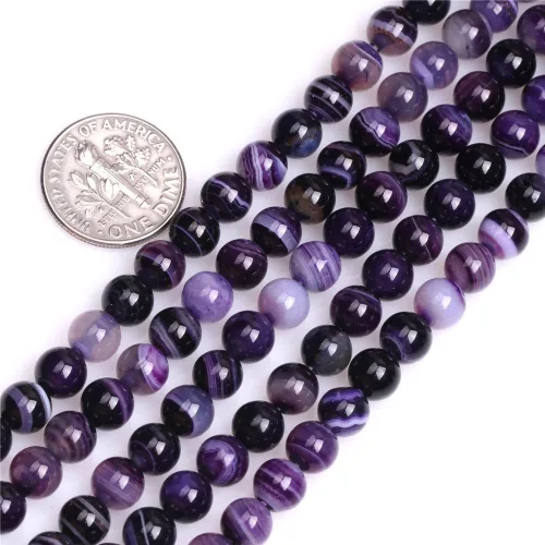 Vista 3 de Cuentas sueltas, gemas de ágata redondas facetadas naturales para realizar joyería a mano en grandes cantidades, bricolaje. Una tira: 15 pulgadas