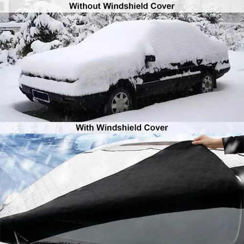 Vista 7 de Cubierta de nieve para parabrisas de coche con 4 capas de protección resistente al viento, defensa contra escarcha y luz solar, cubiertas