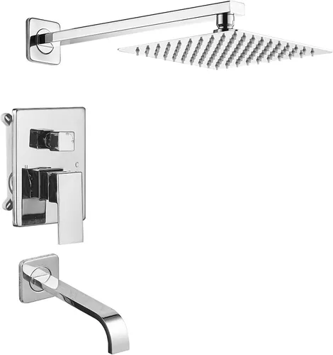 Vista 9 de Sistema de Ducha de Oro Cepillado para Baño de Lujo con Mezclador de Lluvia, Conjunto Combinado de Ducha Montado en la Pared, Sistema de Cabezal