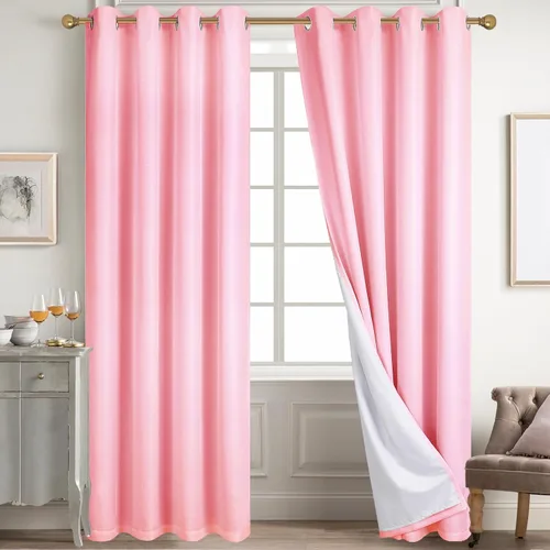 Vista 26 de Diraysid Cortinas 100% opacas de lino beige para dormitorio, con ojales, aislamiento térmico, cortinas de oscurecimiento de habitación