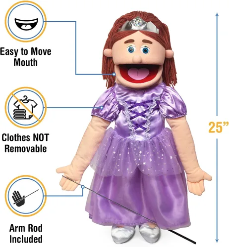 Vista 3 de 25" Princess, Peach Girl, cuerpo completo marioneta de ventriloquist
