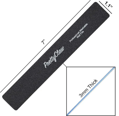 Vista 7 de PrettyClaw 10 limas de uñas profesionales de grano 100/180, color negro, rectangular, acrílicas, centro de plástico, tablero de esmeril de doble